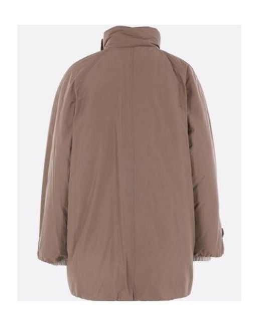 Brunello Cucinelli Brown High-Neck Double-Breasted Coat