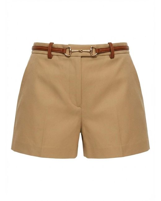 Gucci Natural Horsebit Detailed Shorts