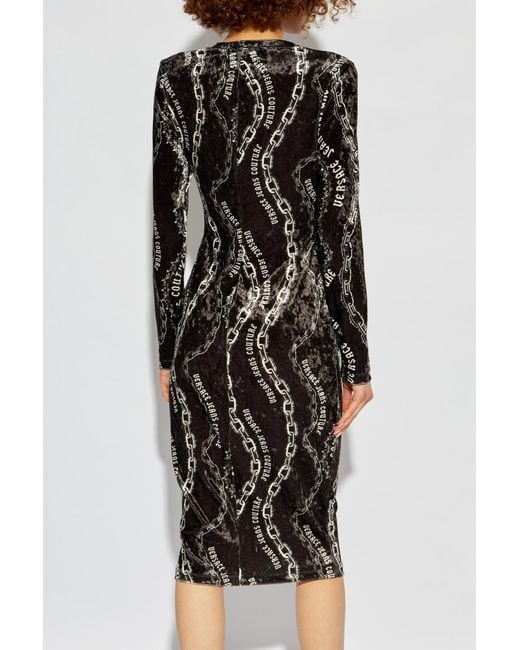 Versace Jeans Black Couture Chain Print Midi Dress