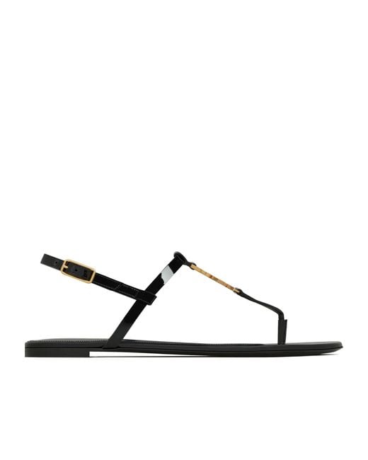 Saint Laurent Brown Cassandra Logo Plaque Sandals