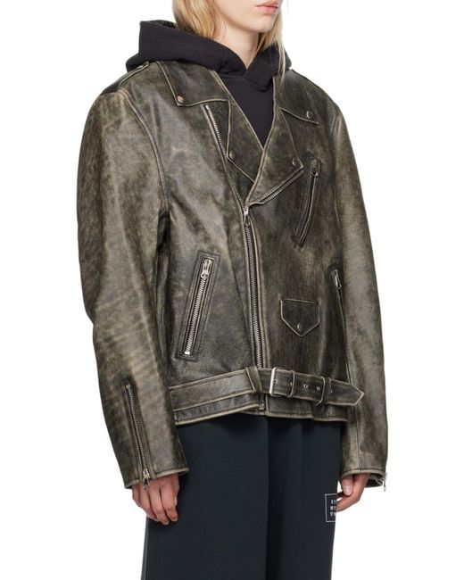 MM6 by Maison Margiela Gray Distressed-Effect Belted Jacket