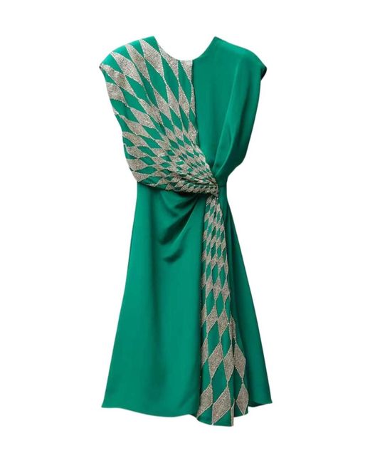 Versace Green Crystal Embellished Draped Dress