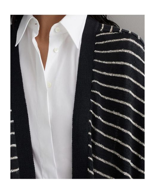 Brunello Cucinelli Black Striped Long Cardigan