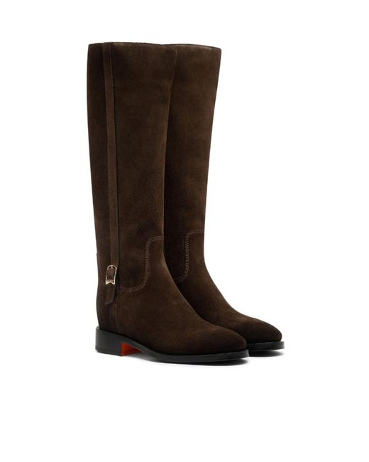 Santoni Brown Suede Boots
