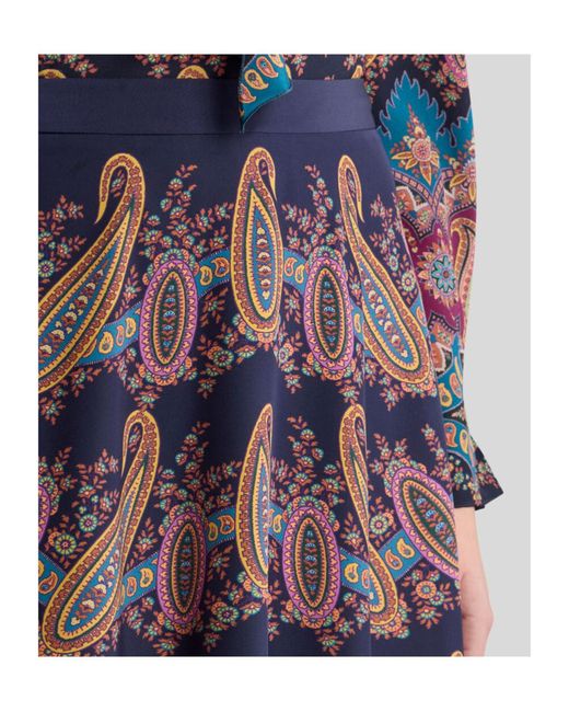 Etro Purple Silk Skirt With Placed Print