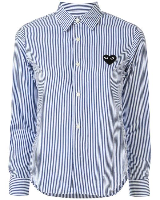 COMME DES GARÇONS PLAY Blue Black Heart Striped Play Shirt
