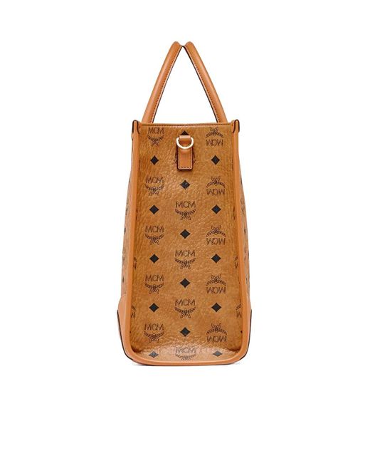 MCM Brown Munich Printed Large Top Handle Bag