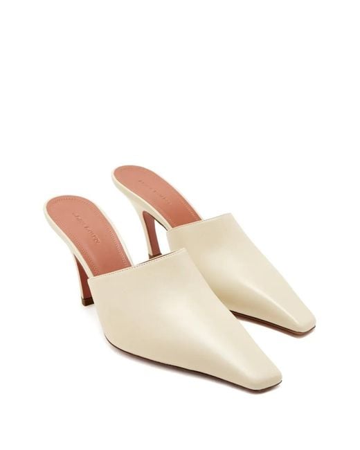 AMINA MUADDI White Square-Toed High-Heeled Mules