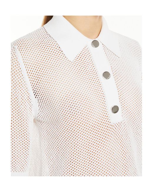 Sportmax White Casta Button Detailed Short-Sleeved Polo Top