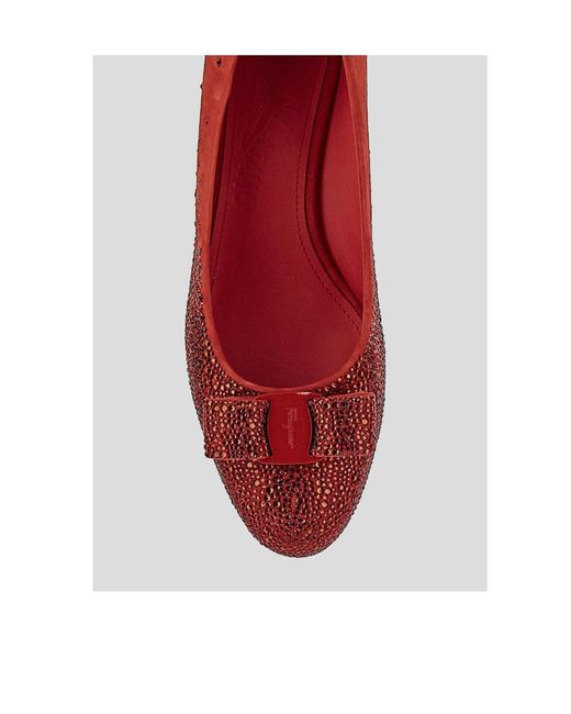 Ferragamo Red Vara Bow Embellished Pumps