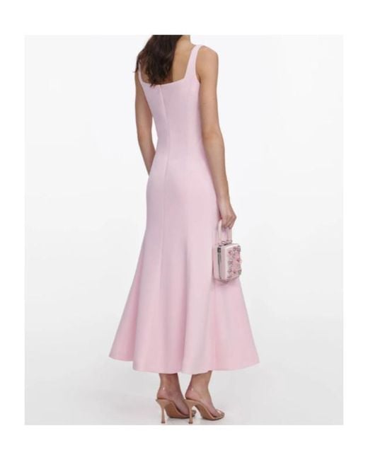 Self-Portrait Pink Crepe Midi Dress