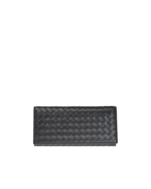 Bottega Veneta Gray Dark Intrecciato Pattern Wallet for men