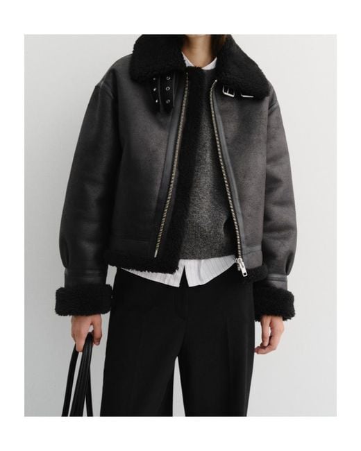 DUNST Black Faux Fur Trimmed Jacket for men
