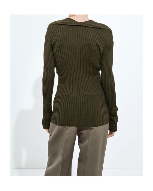 Bottega Veneta Green Cashmere And Silk Rib Sweater