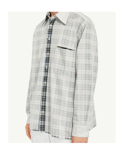 MM6 by Maison Margiela White Checked Long Sleeved Shirt for men