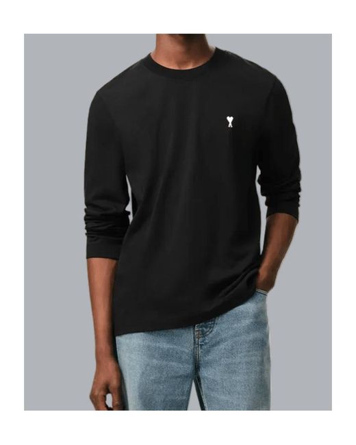 AMI Blue Ami De Coeur Long-Sleeved Crewneck T-Shirt for men