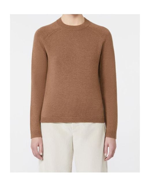 Max Mara Brown Wool And Cashmere Crewneck Sweater