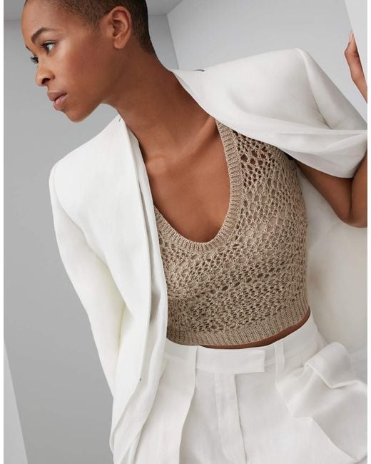 Brunello Cucinelli White Open-Knit Tank Top