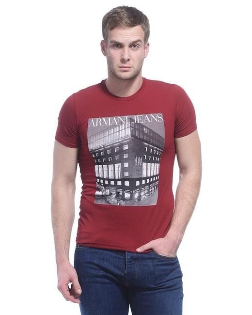 Armani Jeans Red Logo Detail T-Shirt for men