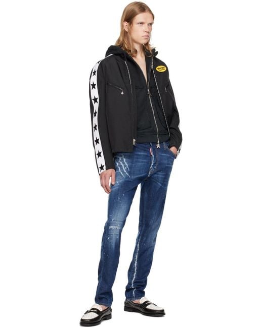DSquared² Blue Dark Cb Wash Cool Guy Distressed Jeans for men