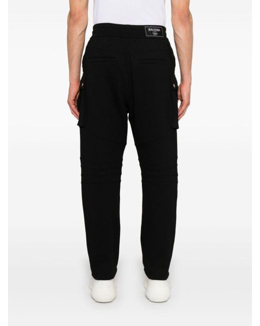 Balmain Black Drawstring Cargo Track Pants for men