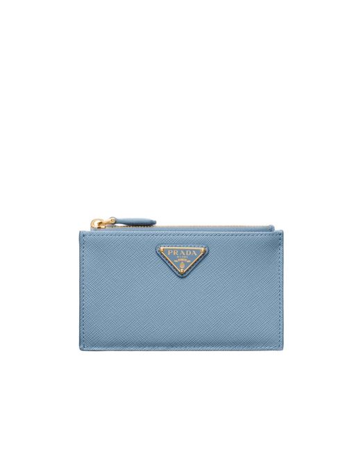 Prada Blue Saffiano Leather Card Holder