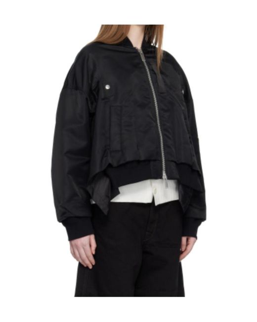 Sacai Black Asymmetric Bomber Jacket