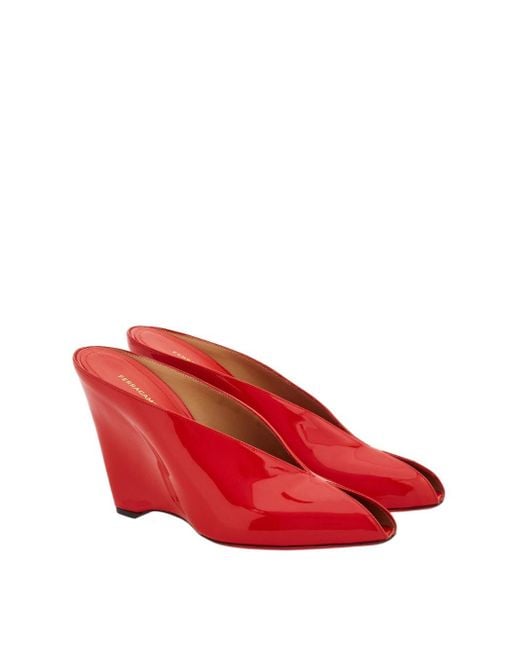 Ferragamo Red Peep Toe Mule
