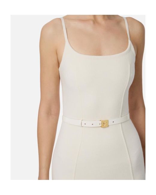 Elisabetta Franchi White Belted Sleeveless Dress