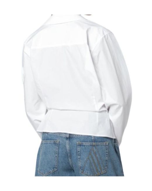 The Attico White Asymmetric V-Neck Shirt