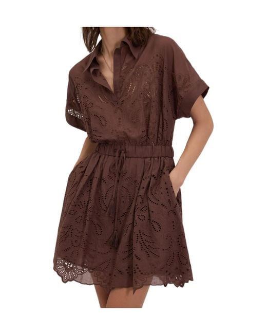 ERMANNO FIRENZE Brown Embroidered Dress