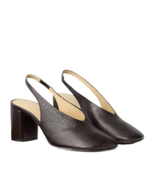 Lemaire Brown 80 Mm Glove Slingback Pumps
