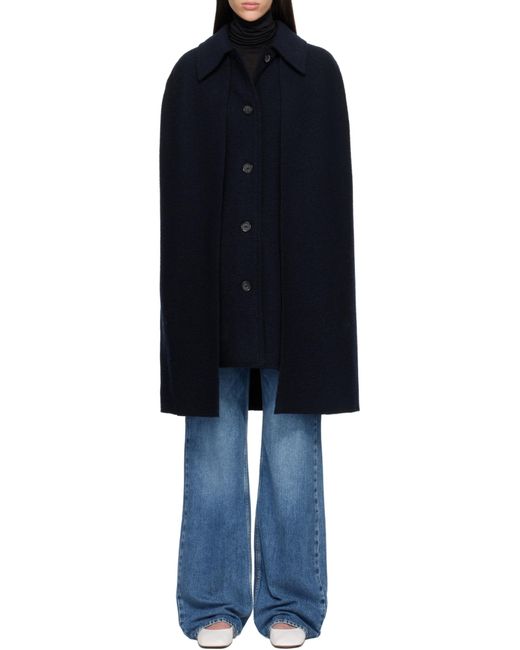 Totême Blue Buttoned Cape Coat