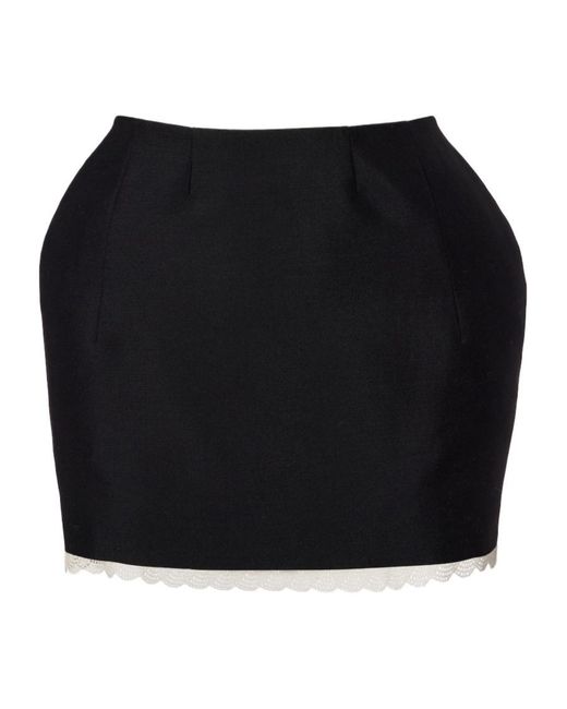 Magda Butrym Black Lace-Trimmed Wool And Mohair Miniskirt