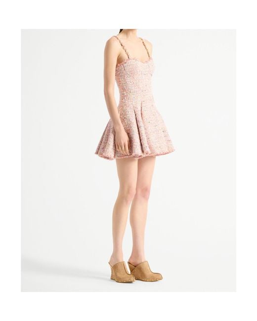 Balmain Pink Tweed Flared Mini Dress