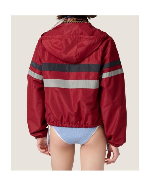 Miu Miu Red Technical Fabric Blouson Jacket