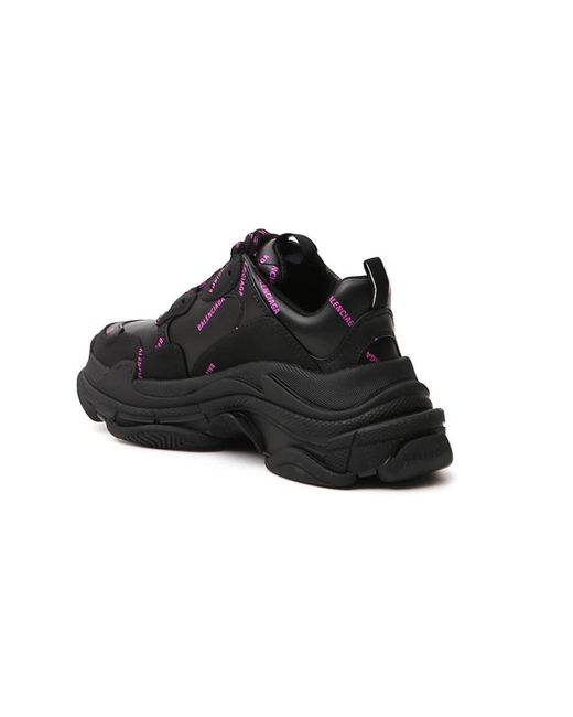 Balenciaga Black Triple S Sports Shoes With Full Logo