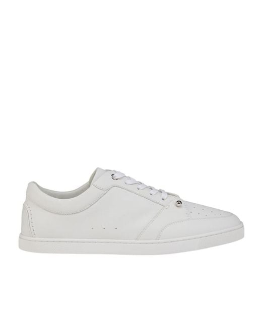 Christian Louboutin White Chambelisneak Embellished Perforated Leather Sneakers for men