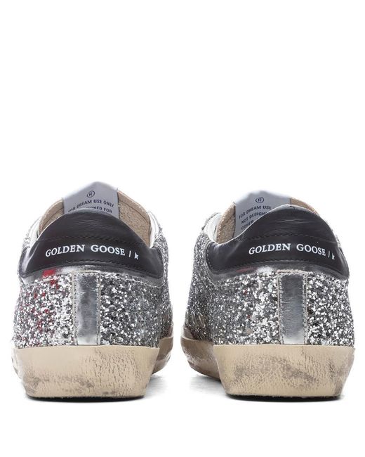 Golden Goose Deluxe Brand Gray Superstar Glitter-Embellished Trainers