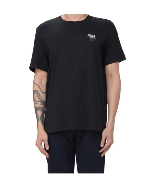 Paul Smith Black Embroidered-Motif T-Shirt for men