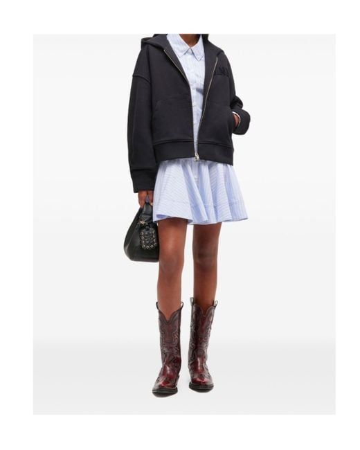 Ganni Blue Zipped Long Sleeved Hoodie