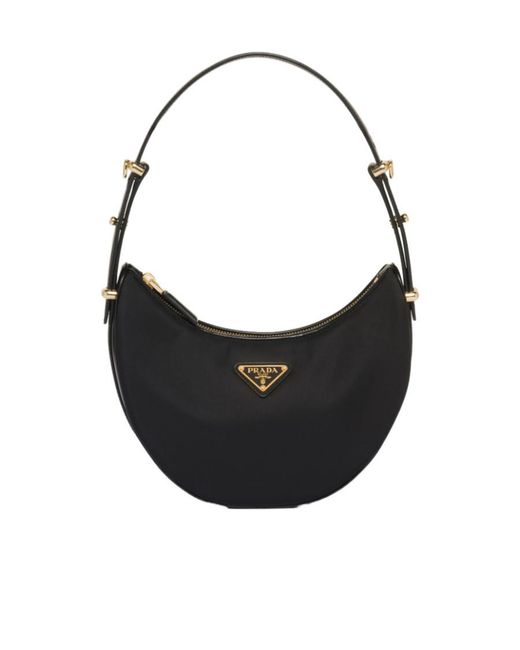Prada Black Logo-Plaque Zipped Handbag