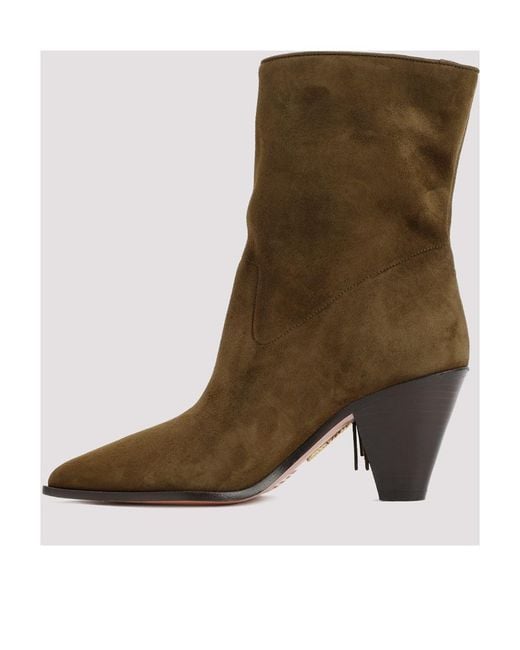 Aquazzura Brown Marfa Fringed Pointed-Toe Boots