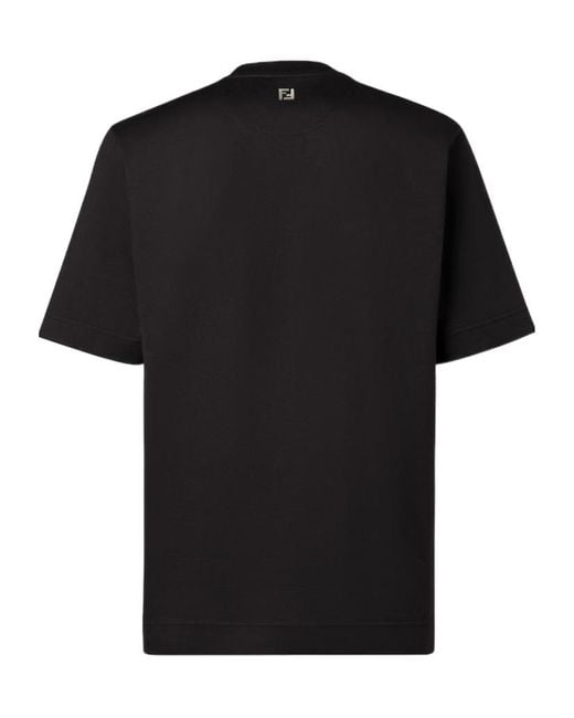 Fendi Black Logo Printed Crewneck T-Shirt for men