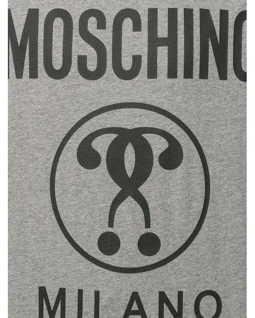 Moschino Gray Double Question Mark Printed T-Shirt for men