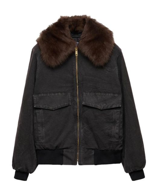 Prada Black Fur-Collar Blouson Jacket