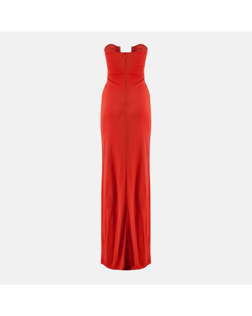 Christopher Esber Red Arque Ruched Bustier Dress