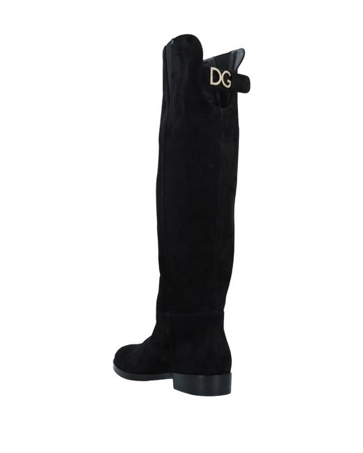 Dolce & Gabbana Black Solid Color Over-The-Knee Boots