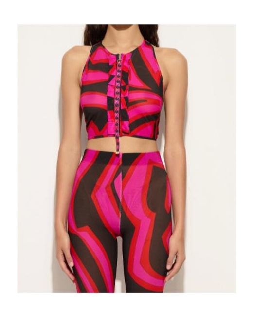 Emilio Pucci Pink Pucci Marmo Mesh Racerback Crop Top