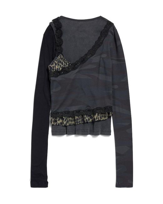 Balenciaga Black Layered Asymmetric Top